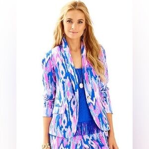 Lilly Pulitzer Saffron Blazer‎ Amethyst One Too Many Print Jacket Size 8